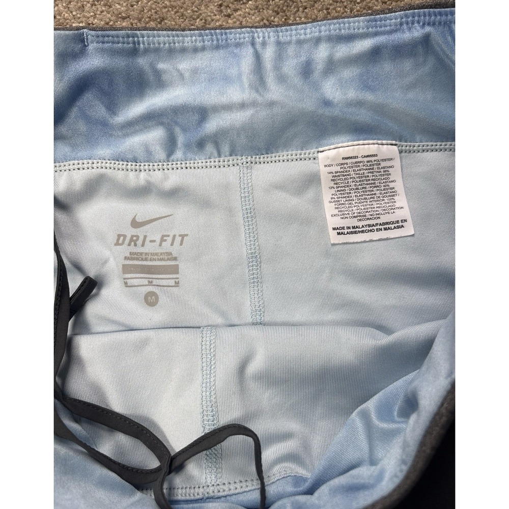 Nike Dri-Fit Athletic Skort Skirt Medium Blue Gray Ruched Tennis Pickleball Golf - Picture 2 of 6